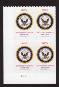 Scott #6012 US Navy 250th Anniversary Plate Block of 4 Stamps - MNH - Picture 1 of 1
