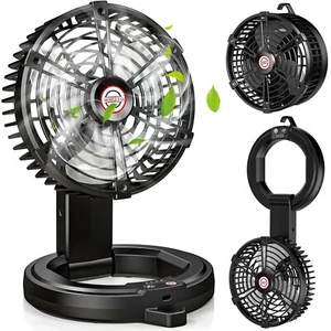 Portable Fan Battery Operated, Small Rechargeable Desk Fan USB, Foldable Camp... - Picture 1 of 8