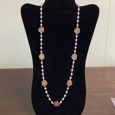 Premier Designs iridescent Pink and Gold Necklace, adjustable 28” to 31” (130) - Image 1 of 4