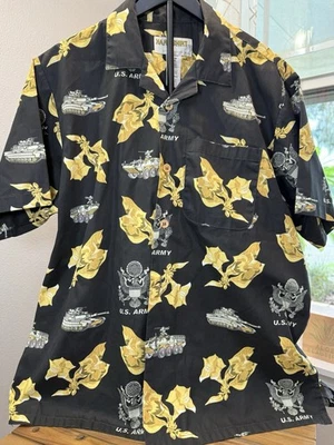 Kamp Shirt By Eagle Cresting Men’s Sz XL Army Button Down Polo Black And Gold - Image 1 of 4