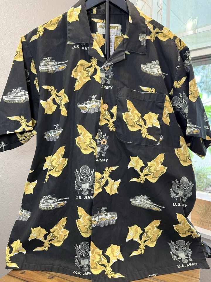 Kamp Shirt By Eagle Cresting Men’s Sz XL Army Button Down Polo Black And Gold Foto 1 de 4