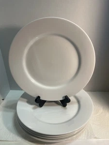 5 Crate & Barrel White Aspen Rimmed Dinner Plates 10.5", Very Nice - Picture 1 of 6