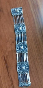 Vintage MCM Silberfarben Haken Glieder Armband Cooles Muster! 44g - Bild 1 von 7