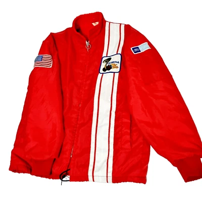 Ford Cobra Racing Jacket 70's Vintage Red White Full Zip USA Flag Men Size M - Image 1 of 4