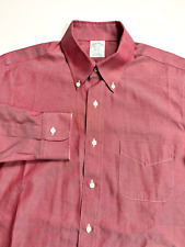 Brooks Brothers Shirt MILANO FIT NON-IRON Red Polka Dot Cotton Men's 15.5 M