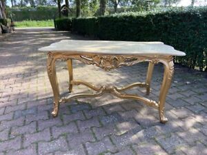 1950's French Louis XVI Coffee Table in Gild Beech and Marble Top