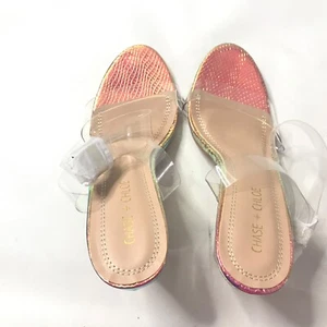 Clear Women's Crystal Heel Sandals Slingback Shoes Transparent Fashion Ankle 9 - Picture 1 of 10
