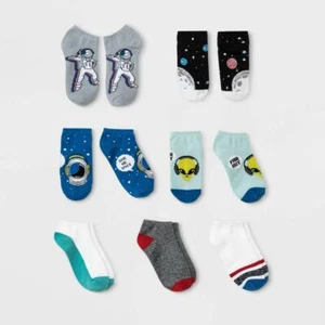 Boys' 7pk 'Space' Socks - Cat & Jack Blue L (Shoe size 3-10) - Picture 1 of 1