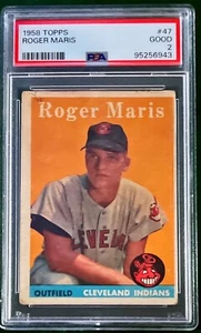 1958 TOPPS ROGER MARIS #47 PSA 2 ROOKIE CARD CLEVELAND INDIANS - Picture 1 of 2