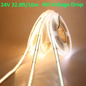 32.8ft COB LED Strip Lights 384Leds/m DC 24V Flexible Strip for Cabinet Kitchen - Picture 1 of 26