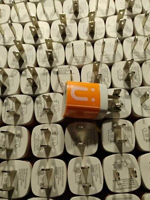 100 PCS   Wholesale USB Wall Charger  Cube Plug Power Charging Brick ORANGE  - Image 1 of 2