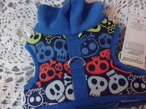 blue SKULLS Dog Hoodie Harness XS Wag a tude new Xsmall - Picture 1 of 2