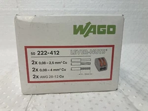 GENUINE WAGO two ports lever nuts 222-412 cage clamp new in box 50-PCS - Picture 1 of 7