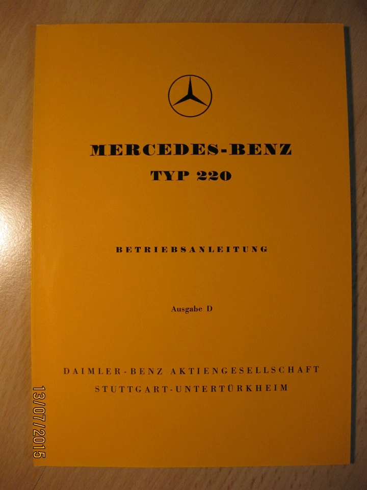 Betriebsanleitung, Bedienungsanleitung, Mercedes Benz 220 a - Bild 1 von 4