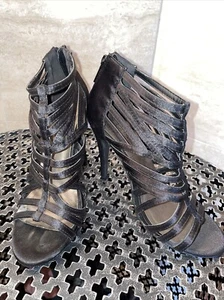 Michael Antonio Black Strappy Stiletto Heels Size 6.5 - Picture 1 of 10