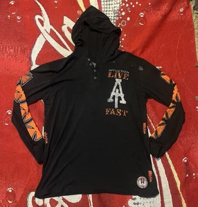 Y2K Affliction Live Fast Hombre Manga Larga con Capucha Talla Grande DEFECTOS En la Imagen - Imagen 1 de 11