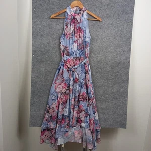 Portmans Dress Womens Size 6 Blue Floral Flowy Maxi Belted Party Event - Picture 1 of 12