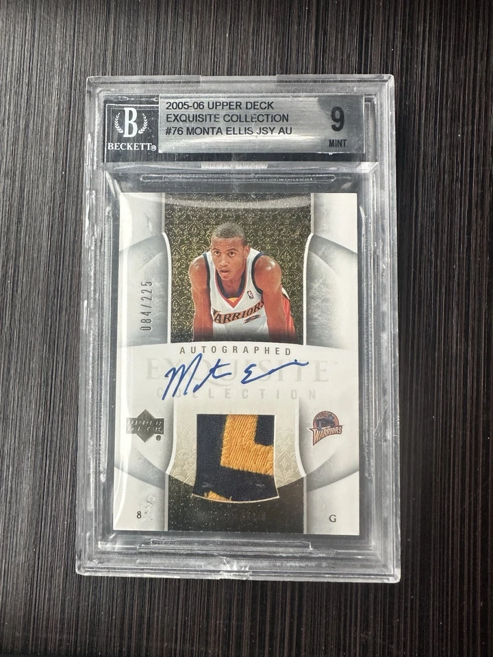 MONTA ELLIS 2005-06 EXQUISITE ROOKIE PATCH AUTO #76 084/225 MINT BGS 9 10 RPA RC - Image 1 of 2