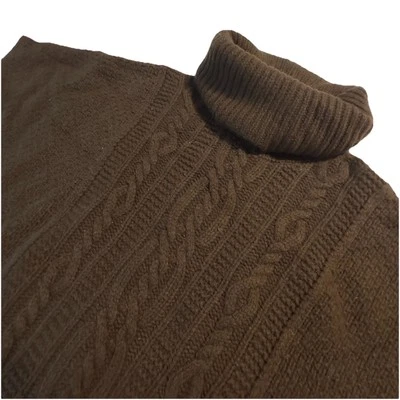 Suéter Poncho Nanette Lepore Lana de Cordero Tejido con Cable Capucha Cuello Hebillas Laterales Grande Foto 1 de 4