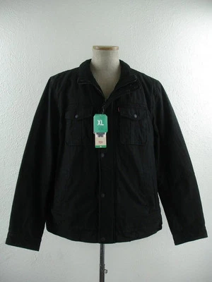 Levi's Men's XL Black Jean Military Jacket Red Tab Twill Insulated Quilted Liner - Image 1 of 4