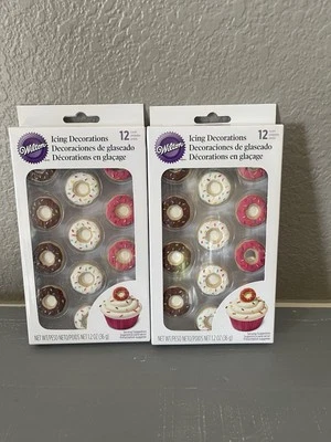 NEW Wilton Donut Icing cake Decorations cupcake toppers edible sugar decor 2 pks - Image 1 of 4