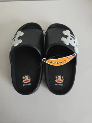 NEW Paul Frank Julius Black Skull Slide Sandal Shoes Boys Size S Halloween  - Image 1 of 4