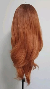 New Copper Red Synthetic Hair Long Straight Cosplay Wig With Bangs - Picture 1 of 17