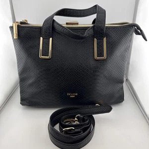 Dune London Snap & 2 Zipper Compartment Handbag Black 11"x8.5x5 Great Condition - Picture 1 of 20