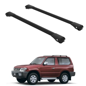 Roof Rack Cross Bars to Toyota Land Cruiser Prado J90 1996-2002 Black Set 2 Pcs - Bild 1 von 18