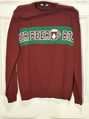 VOLCOM MEN'S LARGE BEER BEER BEER RED PULLOVER SWEATER Christmas SWEATER - Image 1 of 4