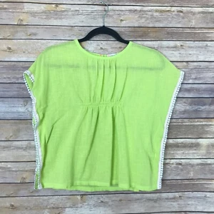 Crewcuts Top Girls 8 Crochet Trim Cotton Tunic Blouse Green Popover Lightweight - Picture 1 of 5