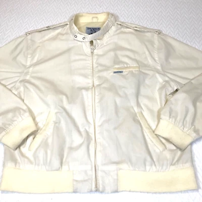 Trader Bay Mens Size Large Bomber Jacket White Pockets VTG 90s - Image 1 of 4