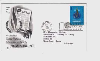 1968 First Day Issue FDC 6c Stamp United Nations UN Int'l Year For Human Rights - Image 1 of 2