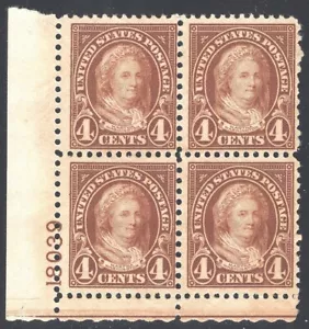 #636 VF MNH OG-4 cent MARTHA WASHINGTON PLATE BLOCK (REM #636-5) KEY PB TO SET! - Picture 1 of 2