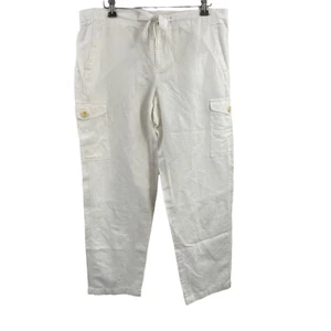 J Crew White Drawstring Cargo Pant Size 4 - Picture 1 of 5