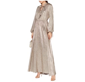 ZAC POSEN Kleid Amanda Metallic Neu mit Etikett! 895 $ Größe 6 glänzend hellgold Stretch-Strick - Bild 1 von 17