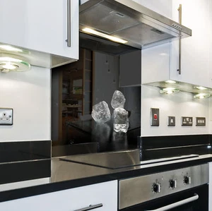 PARED POSTERIOR DE COCINA protección contra salpicaduras cocina vidrio templado pared posterior hielo agua negro - Imagen 1 de 3