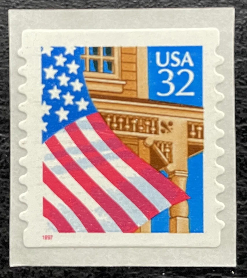 1997 Scott #2915D, 32¢, FLAG OVER PORCH - Coil Single Red "1997" - Mint NH - Image 1 of 1