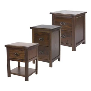 Bedside Table 1/2 Drawer Pine Dark Brown Bedroom Furniture Storage Nightstand - Picture 1 of 13