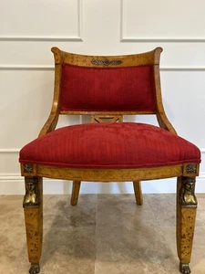 Antique Egyptian Revival Olive Burlwood Parlor Chair Neoclassical Authentic (1) - Picture 1 of 18