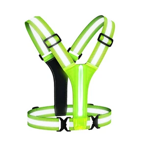 Elastic Webbing LED Reflective Running Vest High Visibility USB Rechargeable - Picture 1 of 8