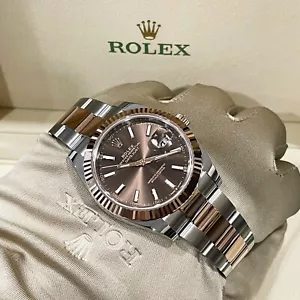 Rolex Datejust 41 Chocolate Fluted Oyster 18K Rose Gold 2023 Complete - Picture 1 of 9