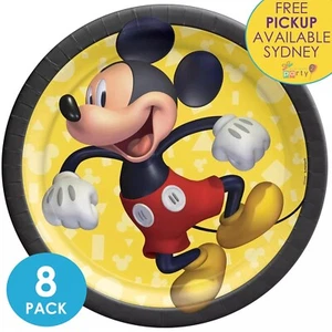 MICKEY MOUSE FOREVER PARTY SUPPLIES 8 SMALL DESSERT PAPER BIRTHDAY PLATES - Picture 1 of 1