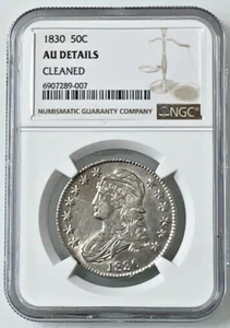 1830 Capped Bust Early Silver Half Dollar 50C NGC AU Details Cleaned - Picture 1 of 4