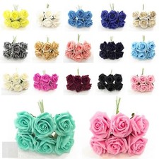 Artificial Colourfast Foam Roses 5 cm - Wedding Buttonhole Bouquet Flowers Stems
