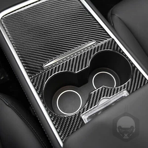 Suitable for Tesla Model-3 Print Carbon Fiber Water Cup Panel Trim - Picture 1 of 12