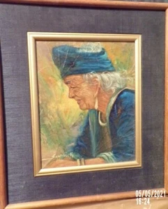 Original Vintage Oil Painting on LEAF on Masonite Board by SOMMAI P. Signed - Picture 1 of 8