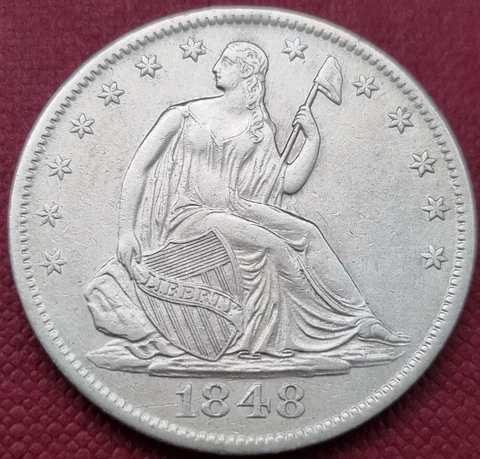 1848 O Seated Liberty Half Dollar 50c High Grade AU - UNC #47308 Cover
