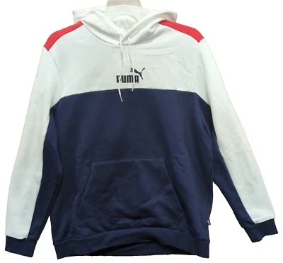 Puma Men's Essentials Block Hoodie Size XL Navy P37 - Image 1 of 4