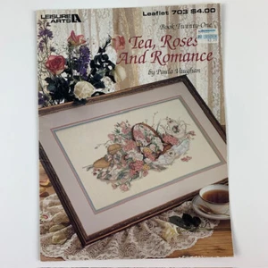 Cross Stitch Book TEA, ROSES AND ROMANCE, Leisure Arts Leaflet 703, P Vaughn VTG - Picture 1 of 3